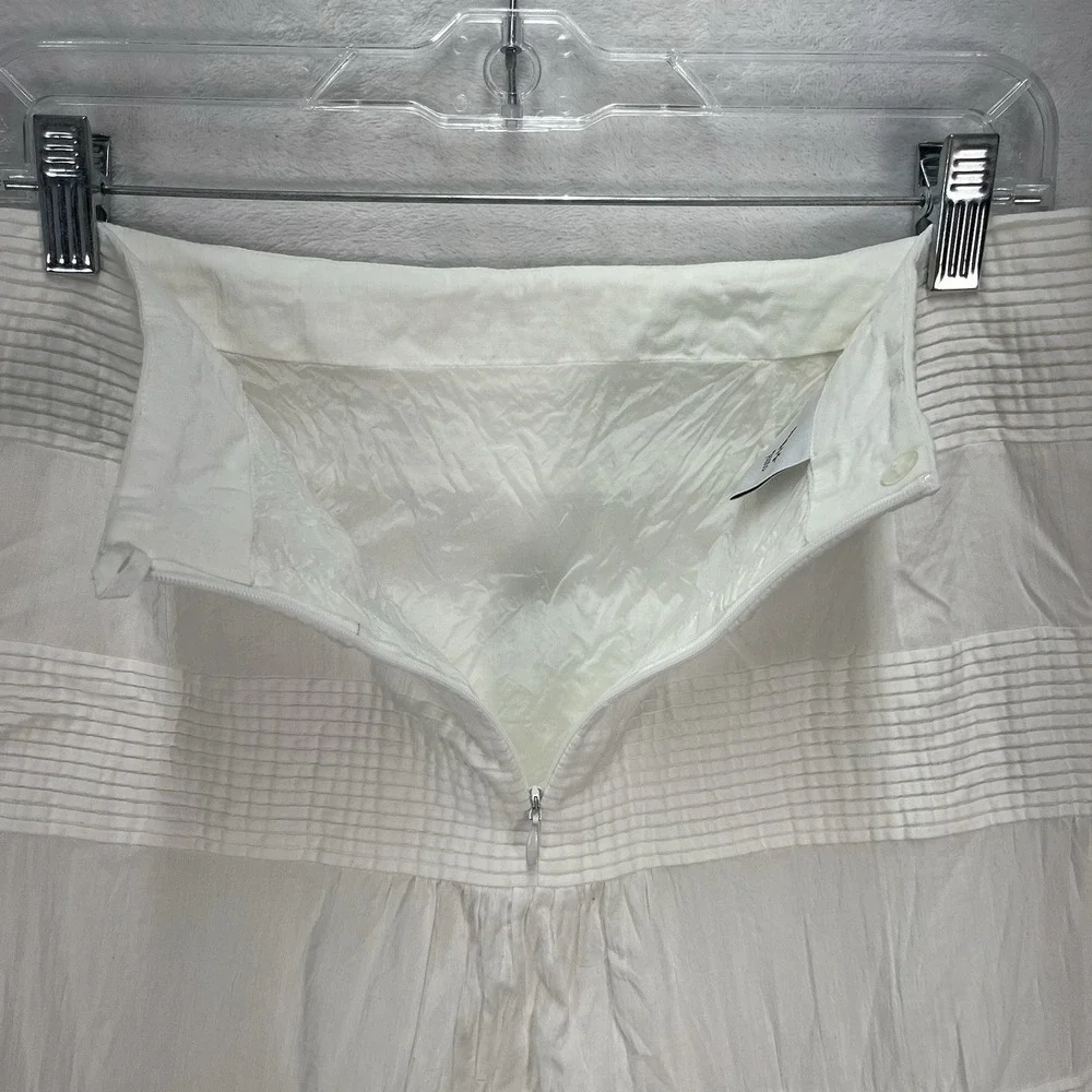 AKRIS Punto Tiered Cotton Skirt Womens 8 White Coastal Island Beach Resort